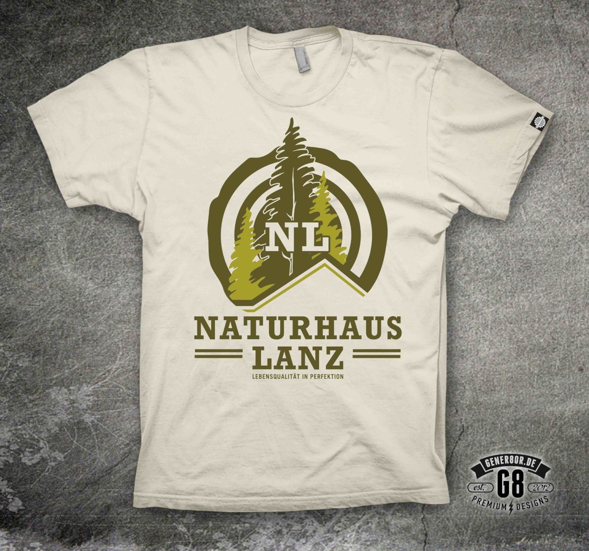 Naturhaus Lanz Blockhaus T-Shirt Vorderseite