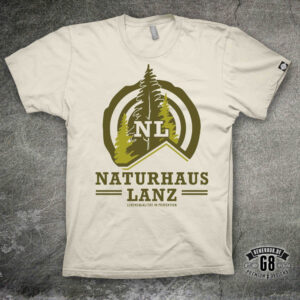 Naturhaus Lanz Blockhaus T-Shirt Vorderseite